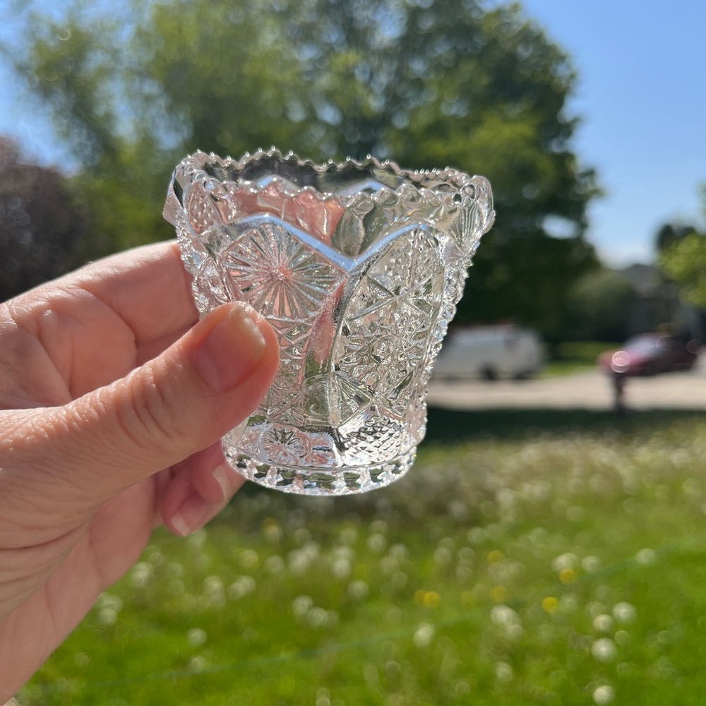 Imperial Glass Daisy and Button toothpick holder